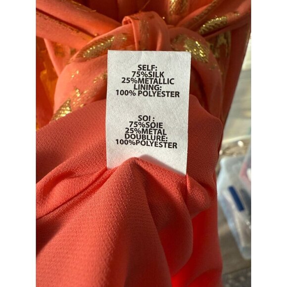 NWT RAMY BROOK Halter Kenza Orange Metallic‎ Silk Maxi Dress, Ruffle Hem XXS - Picture 6 of 12